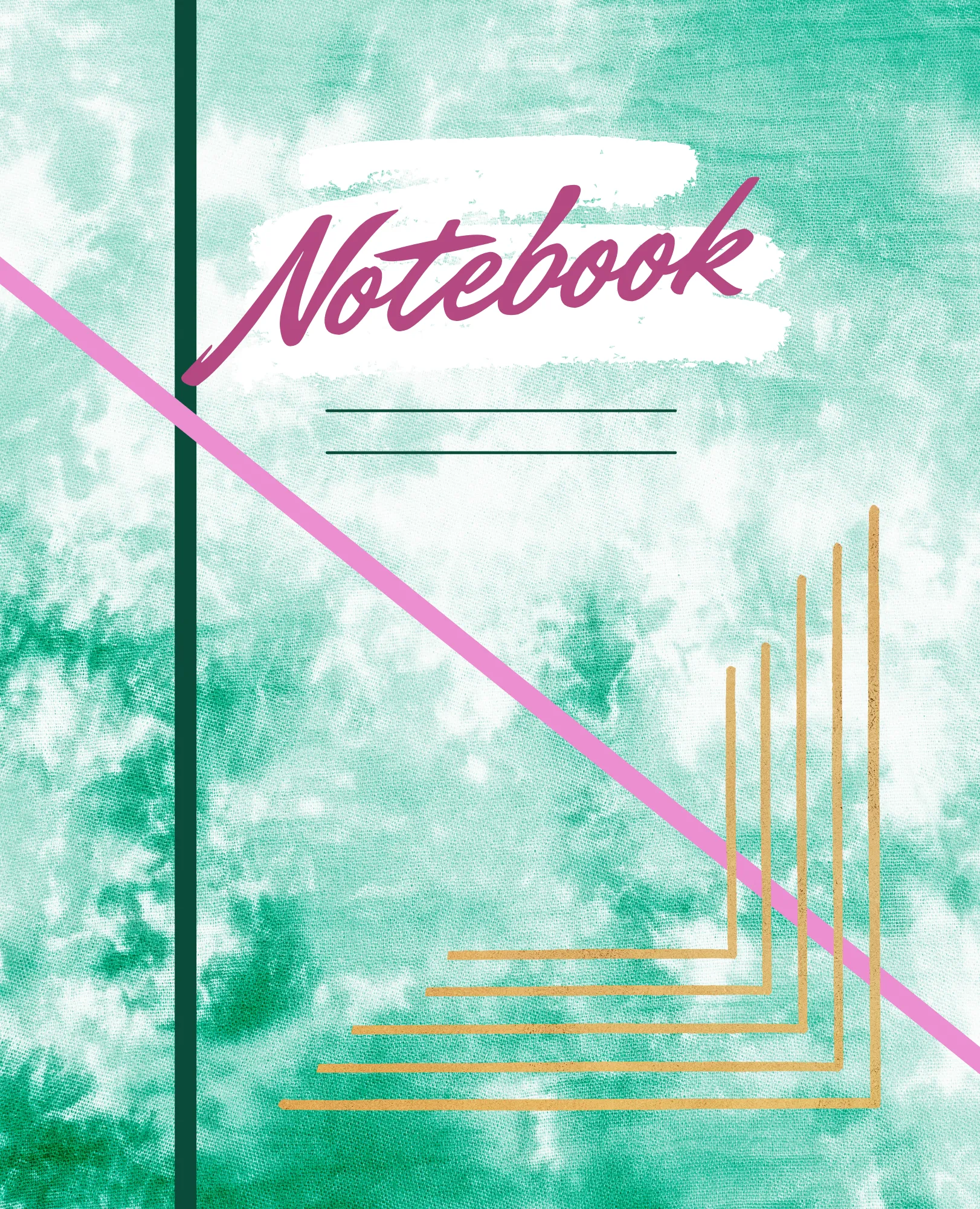 Green and White Tie-Dyed Notebook cover