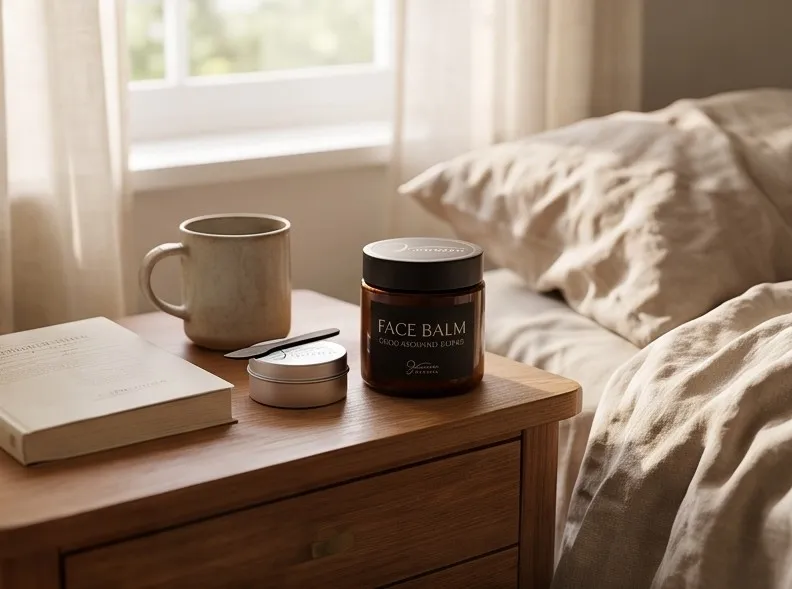 Jamasia Blends Face Balm on the nightstand